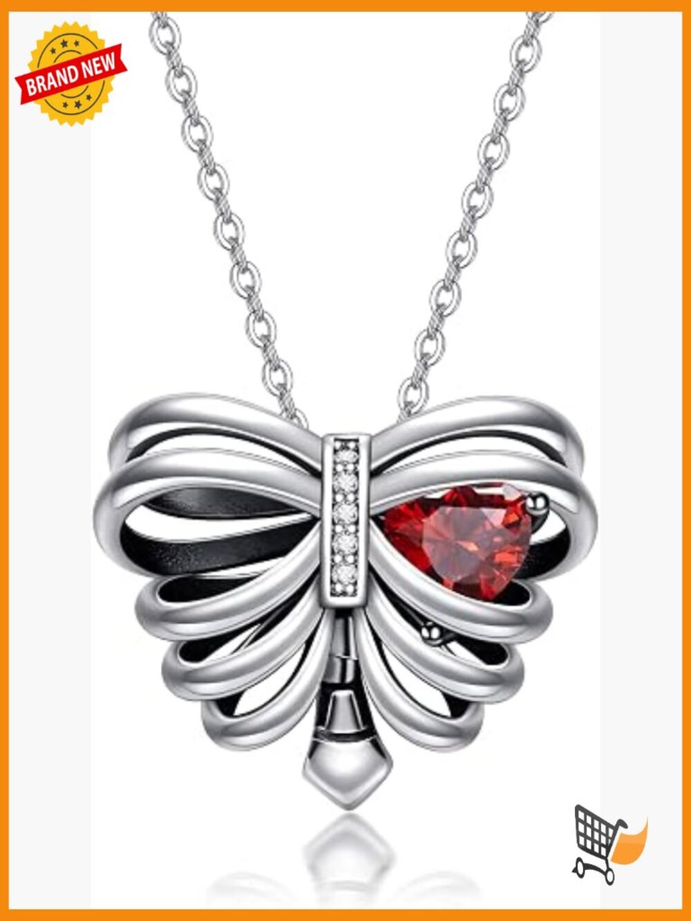 Sterling Silver Skull Rib Necklace Gothic Pendant Jewelry